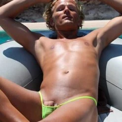 Men Triangle String - NeonGelb Transparent (Extra Small) -Bikini Verfuehrung Geschaft 495 2 men male string tanga neontransparent 2 1280x1280