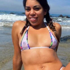 Micro Bikini Top - Kaleidoskop Sheer Weiß