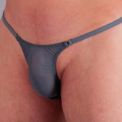 Exclusive Men String Tanga - Grau Transparent