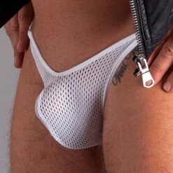 Men String Tanga - Fishnet Weiß